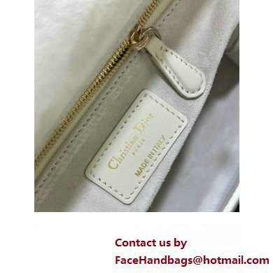 Dior Medium Lady Dior Bag in Latte Cannage Lambskin with Resin Pearls