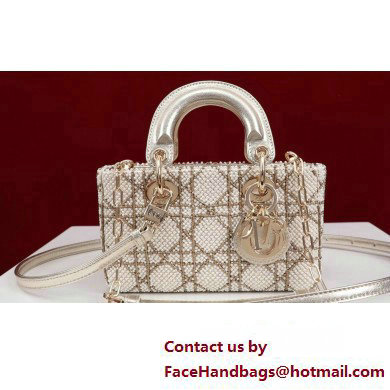 Dior Micro Lady D-Joy Bag in Metallic Calfskin with Resin Pearls - Click Image to Close