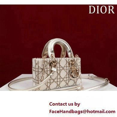 Dior Micro Lady D-Joy Bag in Metallic Calfskin with Resin Pearls