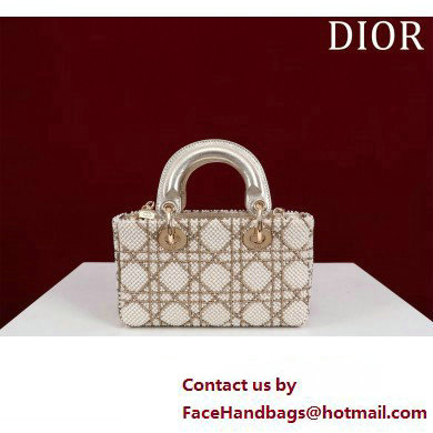 Dior Micro Lady D-Joy Bag in Metallic Calfskin with Resin Pearls