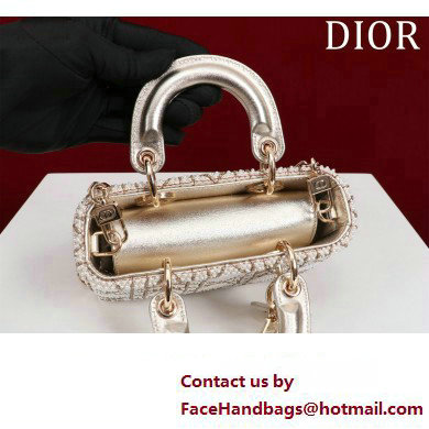 Dior Micro Lady D-Joy Bag in Metallic Calfskin with Resin Pearls