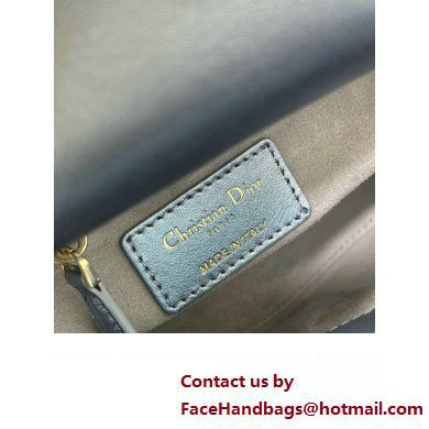 Dior Mini Lady Dior Bag in Metallic Calfskin and Satin with Celestial Blue Bead Embroidery