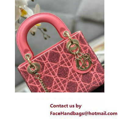 Dior Mini Lady Dior Bag in Pink Cannage Cotton with Micropearl Embroidery