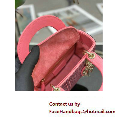 Dior Mini Lady Dior Bag in Pink Cannage Cotton with Micropearl Embroidery