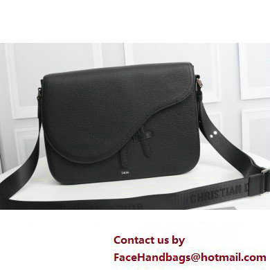 Dior Mini Saddle Messenger Bag in Black Grained Calfskin