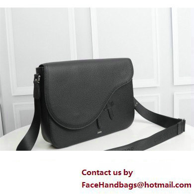 Dior Mini Saddle Messenger Bag in Black Grained Calfskin