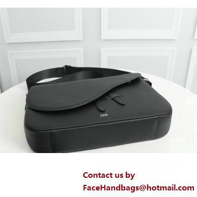 Dior Mini Saddle Messenger Bag in Black Grained Calfskin