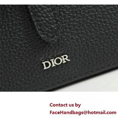 Dior Mini Saddle Messenger Bag in Black Grained Calfskin