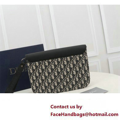 Dior Saddle A5 Pouch Bag in Beige and Black Dior Oblique Jacquard and Black Grained Calfskin