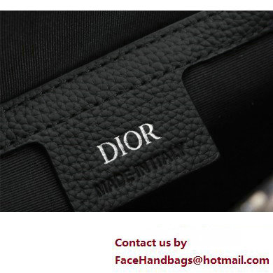 Dior Saddle A5 Pouch Bag in Beige and Black Dior Oblique Jacquard and Black Grained Calfskin