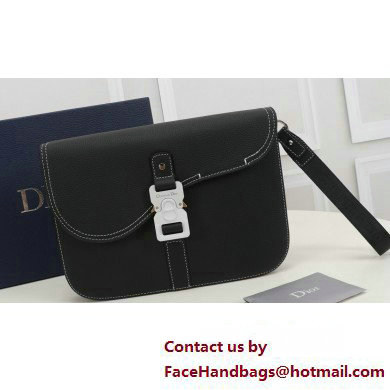 Dior Saddle A5 Pouch Bag in Black Grained Calfskin