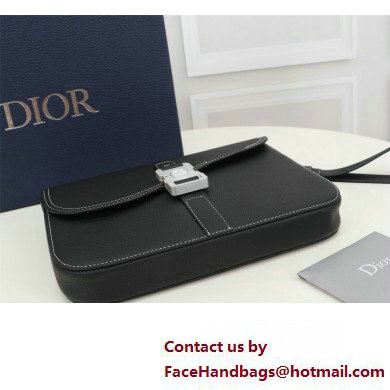 Dior Saddle A5 Pouch Bag in Black Grained Calfskin