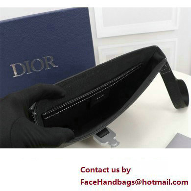 Dior Saddle A5 Pouch Bag in Black Grained Calfskin