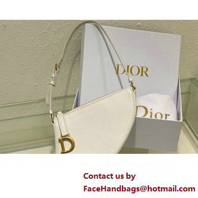 Dior Saddle Shoulder Pouch Bag in White Goatskin 2024