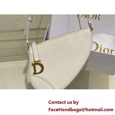 Dior Saddle Shoulder Pouch Bag in White Goatskin 2024