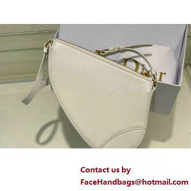 Dior Saddle Shoulder Pouch Bag in White Goatskin 2024