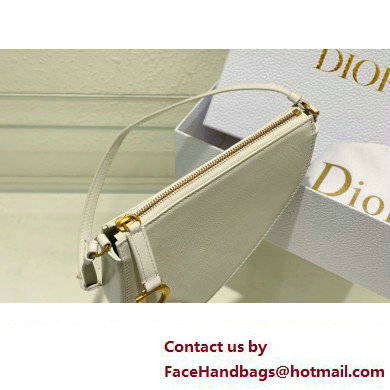 Dior Saddle Shoulder Pouch Bag in White Goatskin 2024