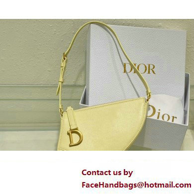 Dior Saddle Shoulder Pouch Bag in Yellow Goatskin 2024