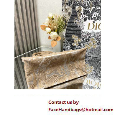 Dior Small Book Tote Bag in Beige D-Lace Butterfly Embroidery 2024