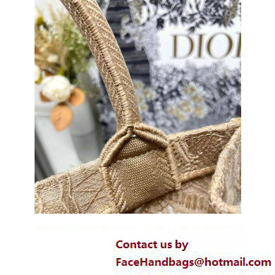 Dior Small Book Tote Bag in Beige D-Lace Butterfly Embroidery 2024