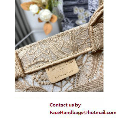 Dior Small Book Tote Bag in Beige D-Lace Butterfly Embroidery 2024