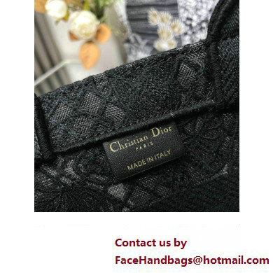 Dior Small Book Tote Bag in Black D-Lace Butterfly Embroidery with 3D Macrame Effect 2024