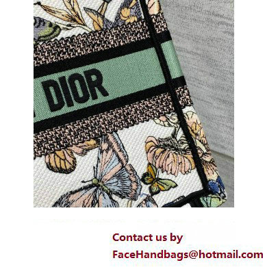 Dior Small Book Tote Bag in White Multicolor Toile de Jouy Mexico Embroidery