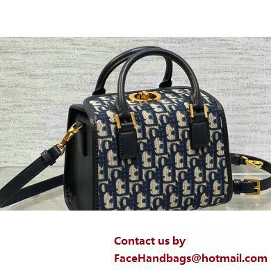 Dior Small Boston Bag in Blue Oblique Jacquard 2024