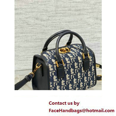 Dior Small Boston Bag in Blue Oblique Jacquard 2024