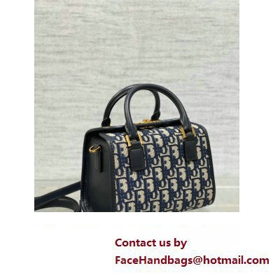 Dior Small Boston Bag in Blue Oblique Jacquard 2024