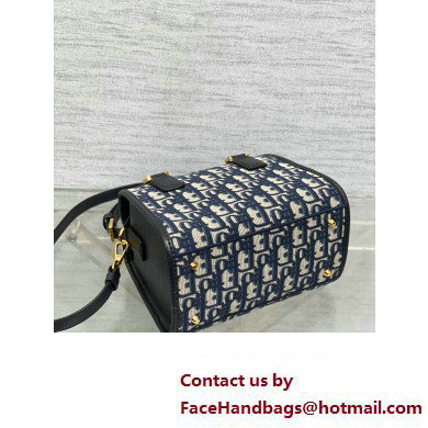 Dior Small Boston Bag in Blue Oblique Jacquard 2024