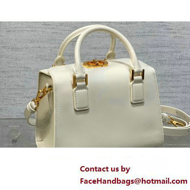 Dior Small Boston Bag in White Box Calfskin 2024