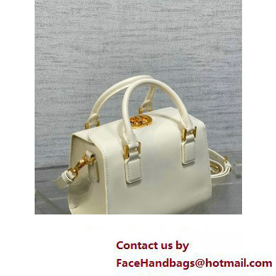 Dior Small Boston Bag in White Box Calfskin 2024