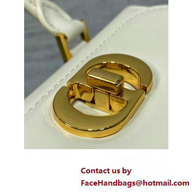 Dior Small Boston Bag in White Box Calfskin 2024