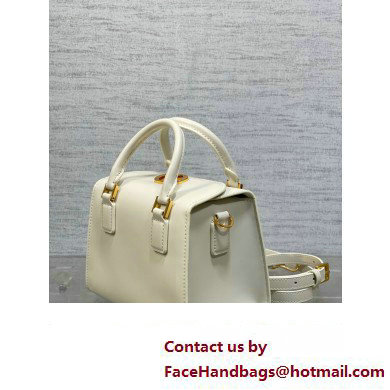 Dior Small Boston Bag in White Box Calfskin 2024