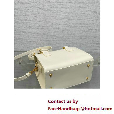 Dior Small Boston Bag in White Box Calfskin 2024