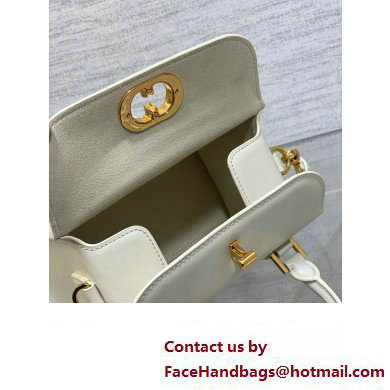 Dior Small Boston Bag in White Box Calfskin 2024