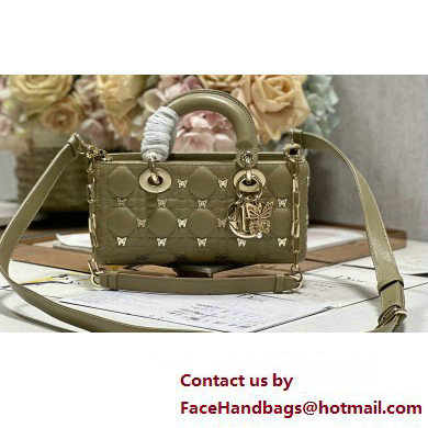 Dior Small Lady D-Joy Bag in Apricot Cannage Lambskin with Gold-Finish Butterfly Studs 2024