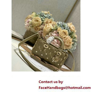 Dior Small Lady D-Joy Bag in Apricot Cannage Lambskin with Gold-Finish Butterfly Studs 2024