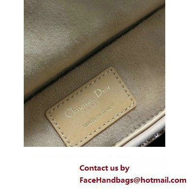 Dior Small Lady D-Joy Bag in Beige Cannage Cotton with Micropearl Embroidery