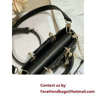 Dior Small Lady D-Joy Bag in Black Cannage Lambskin with Gold-Finish Butterfly Studs 2024