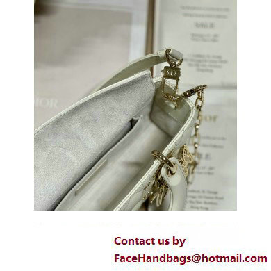 Dior Small Lady D-Joy Bag in White Cannage Lambskin with Gold-Finish Butterfly Studs 2024