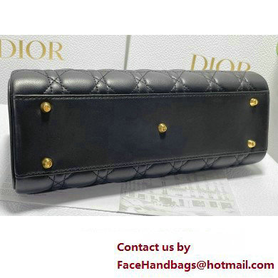 Dior Top Handle Bag in Black Cannage Lambskin 2024