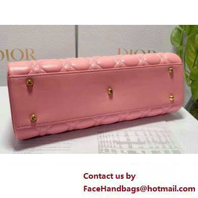 Dior Top Handle Bag in Pink Cannage Lambskin 2024