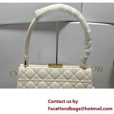 Dior Top Handle Bag in White Cannage Lambskin 2024 - Click Image to Close