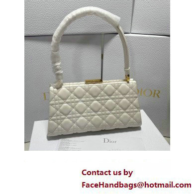 Dior Top Handle Bag in White Cannage Lambskin 2024