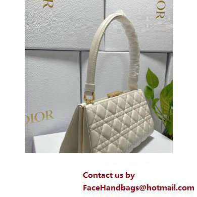 Dior Top Handle Bag in White Cannage Lambskin 2024