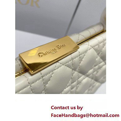 Dior Top Handle Bag in White Cannage Lambskin 2024