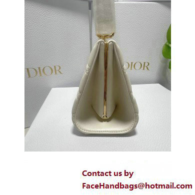 Dior Top Handle Bag in White Cannage Lambskin 2024