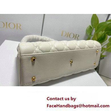 Dior Top Handle Bag in White Cannage Lambskin 2024